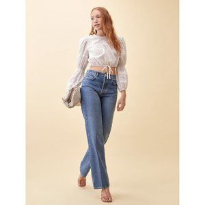 Reformation white Warbler tie top (M)